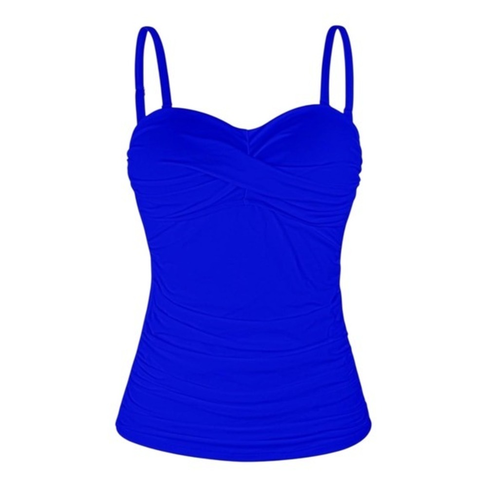 NEW Ocean Blues Royal Blue Large Ruched Tummy Control Swim‎ Tankini Top